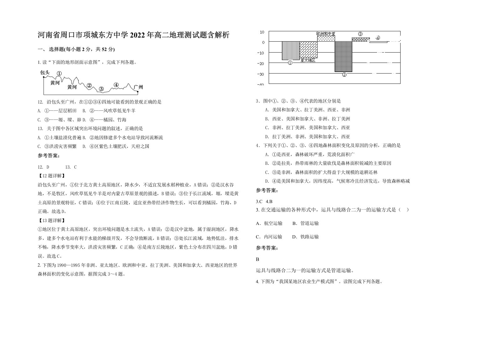 河南省周口市项城东方中学2022年高二地理测试题含解析