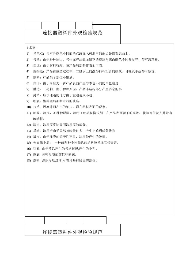 连接器塑料件外观检验规范