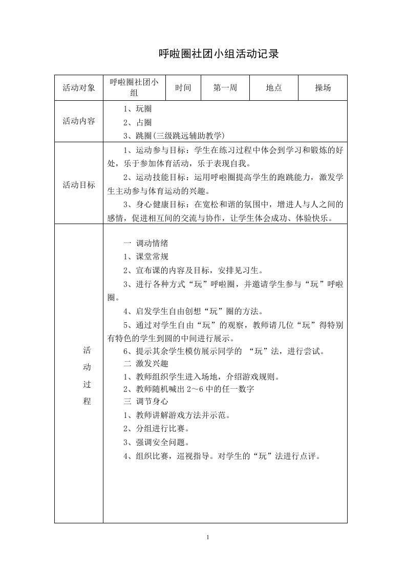 呼啦圈社团活动记录2014-2015