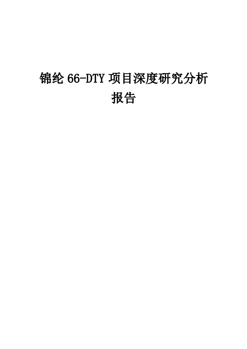 2024年锦纶66-DTY项目深度研究分析报告