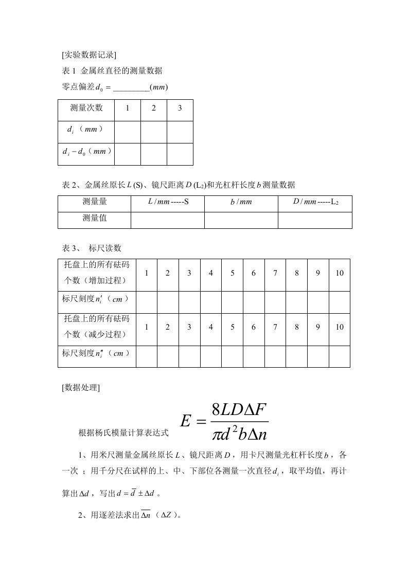 杨氏模量数据表格