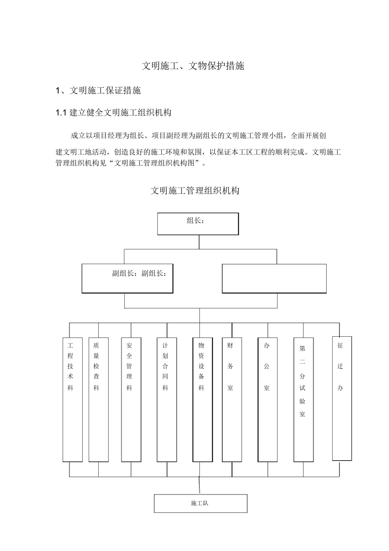 文明施工、文物保护措施