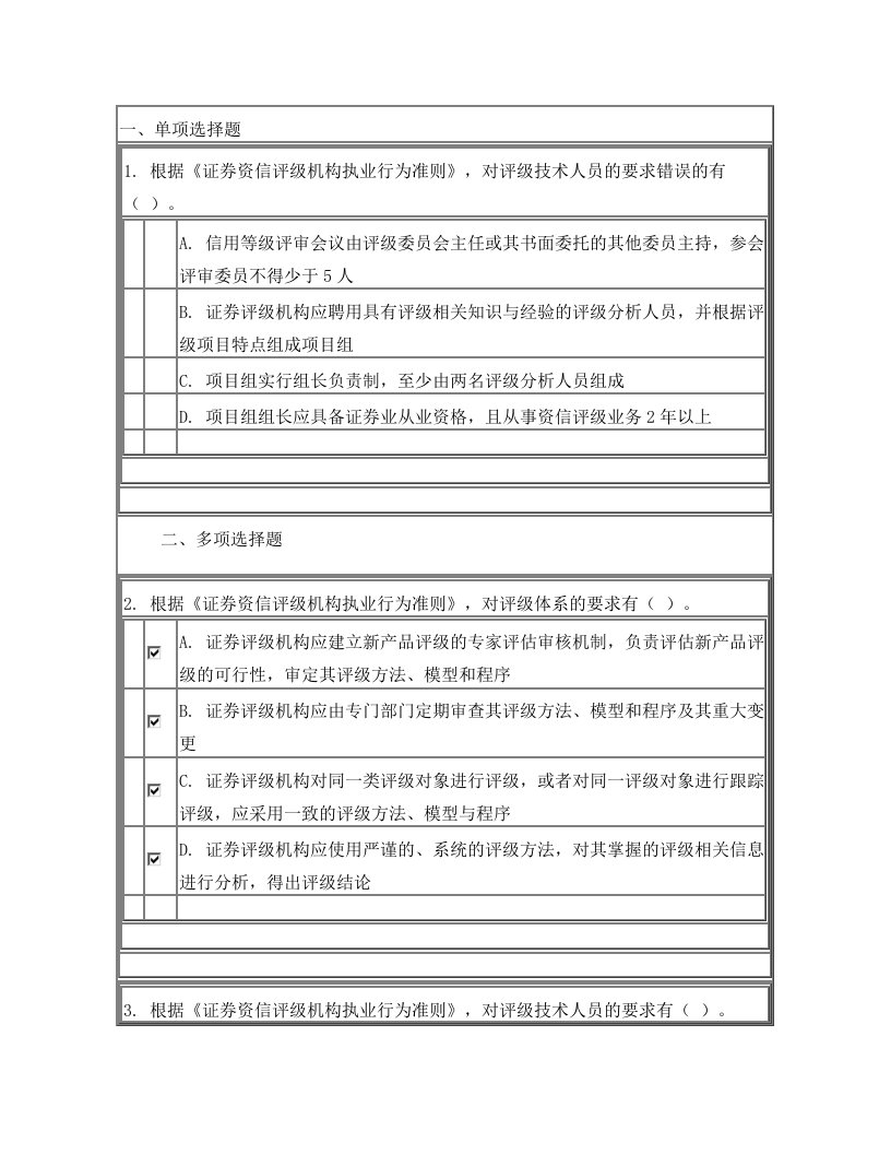 证券资信评级机构执业行为准则》解读90分答案