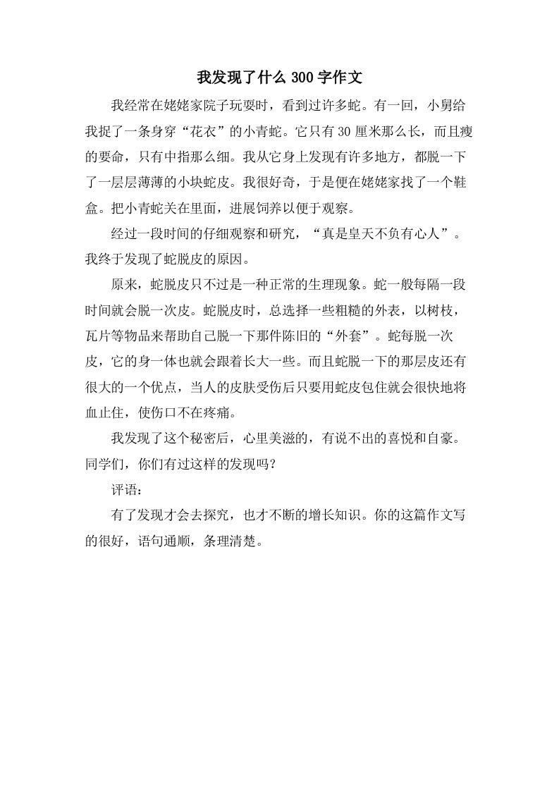 我发现了什么300字作文