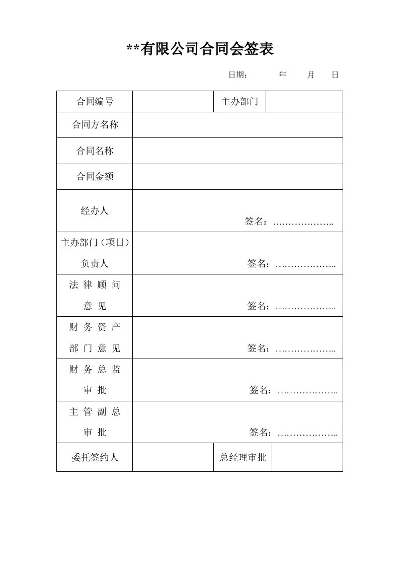 合同会签表(修订)