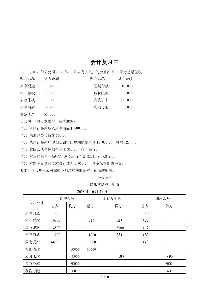 会计基础的综合题