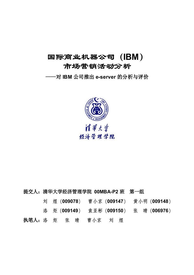 市场营销学大报告-IBM公司（第一组）