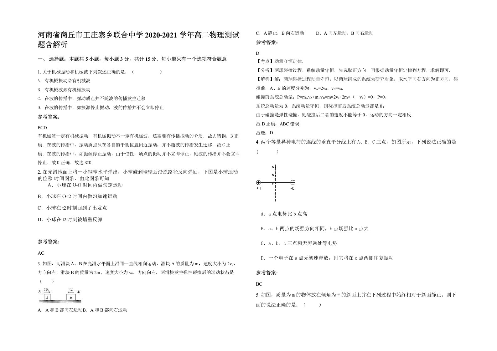 河南省商丘市王庄寨乡联合中学2020-2021学年高二物理测试题含解析