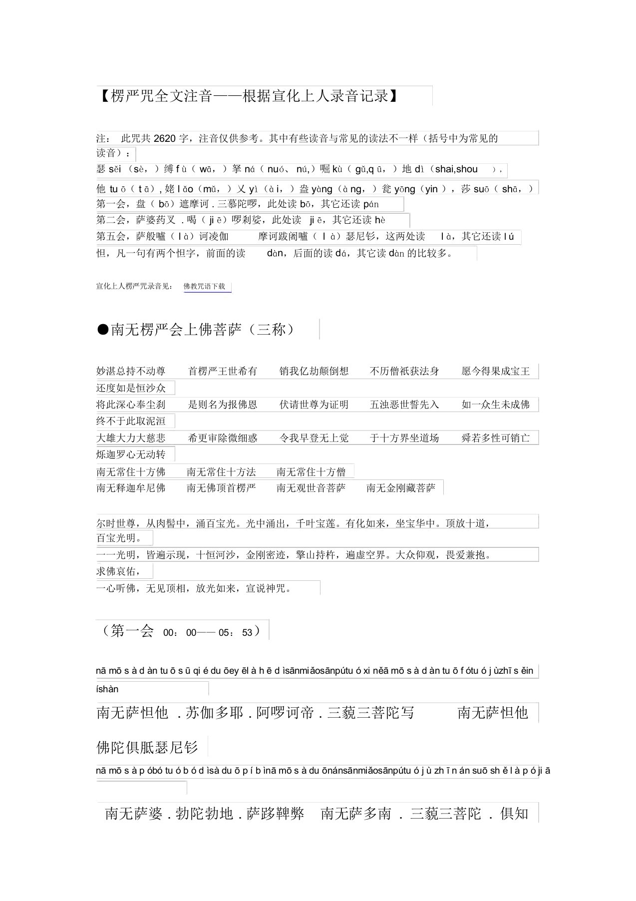 《楞严咒全文完整版》