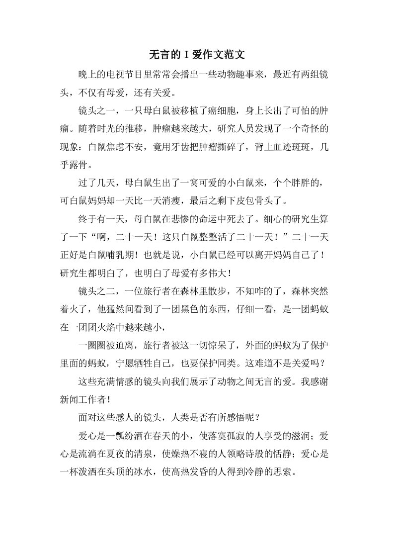 无言的I爱作文范文