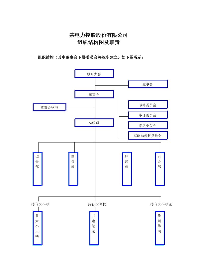 电力行业-电力组织机构设置及职责