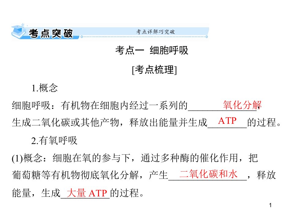 2022届新高考生物通用版总复习一轮ppt课件：必修1-第5章-第3节-ATP的主要来源——细胞呼吸