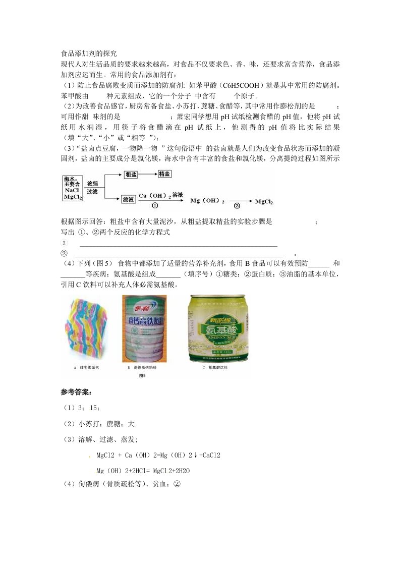 食品添加剂的探究