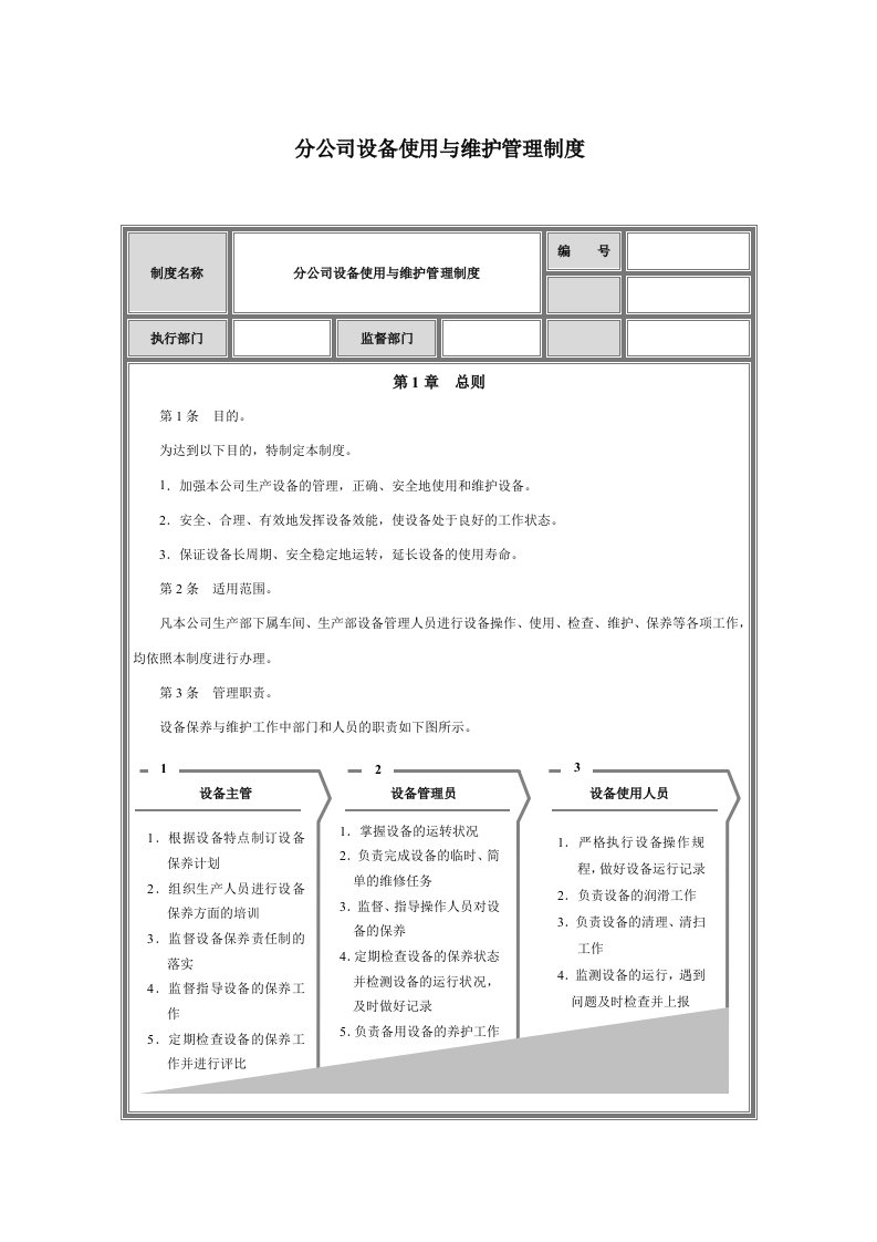 设备使用与维护管理制度