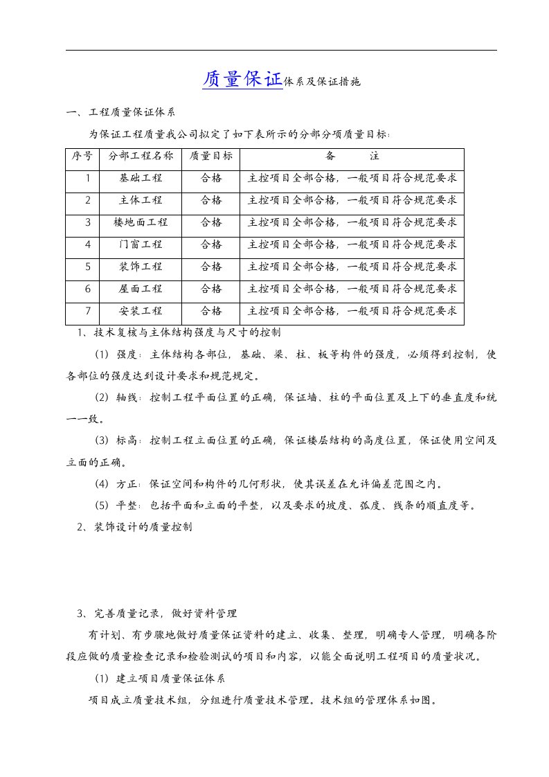 办公楼工程施工质量保证体系与保证措施