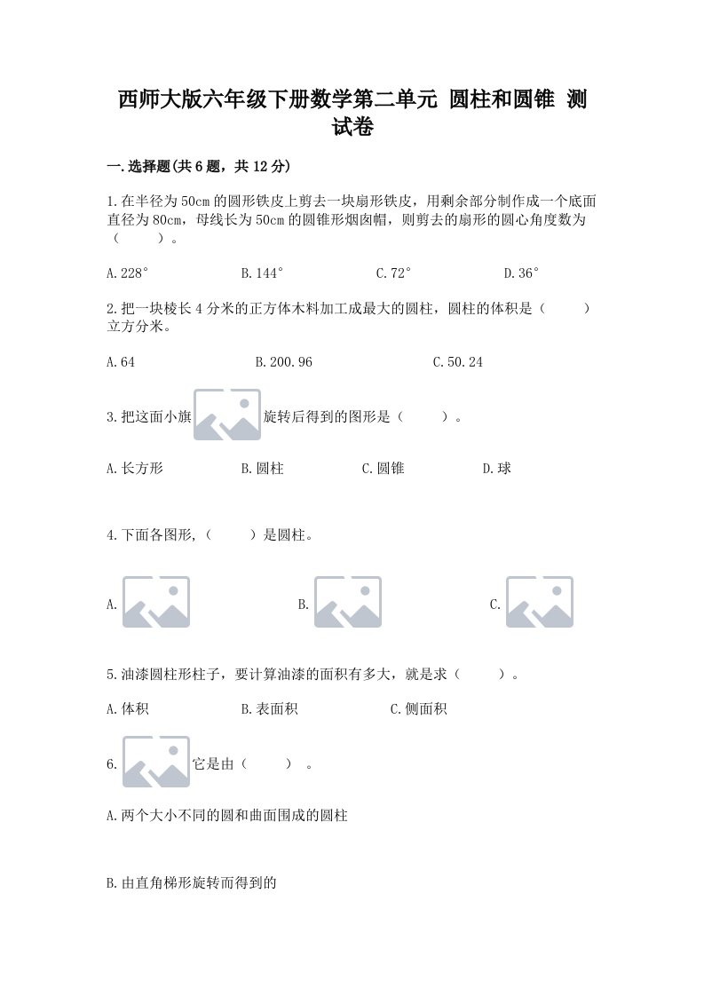 西师大版六年级下册数学第二单元