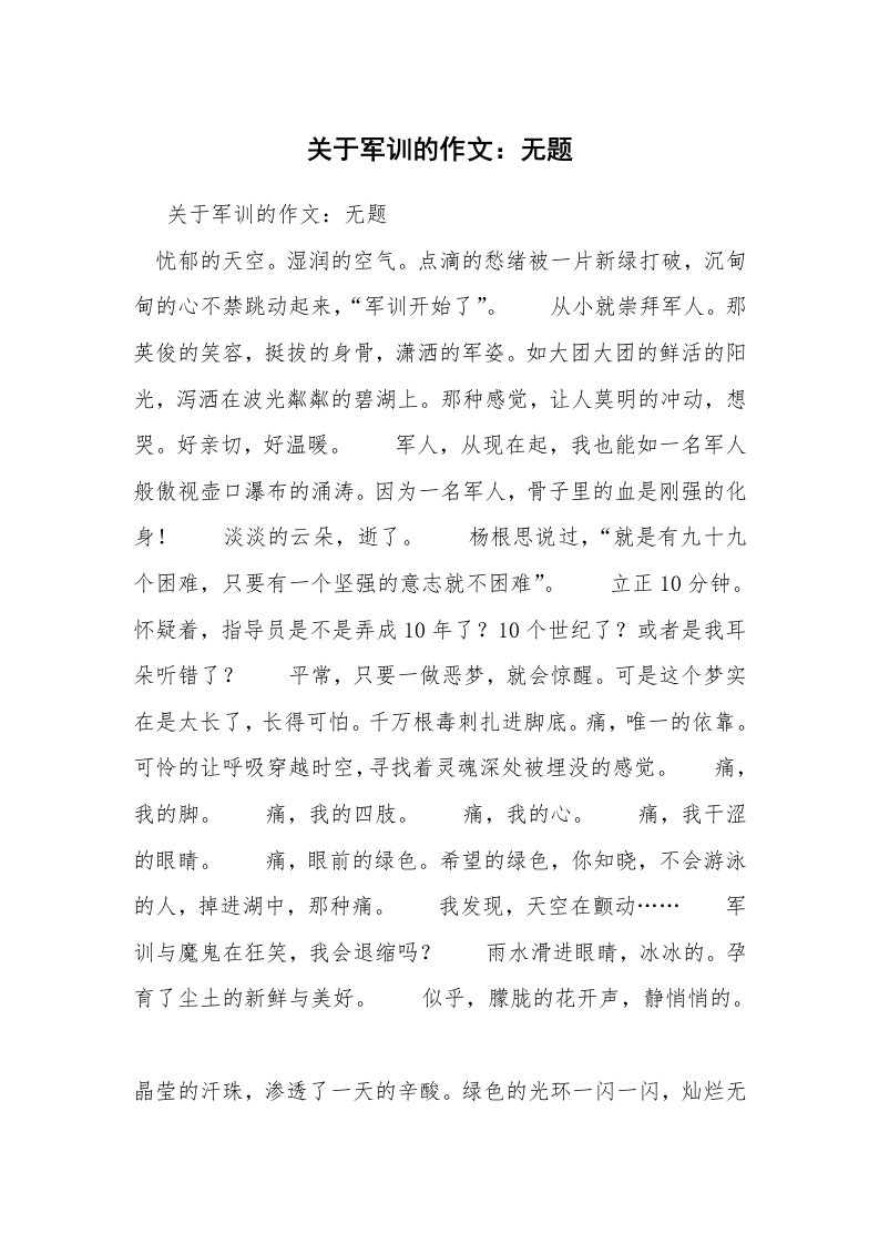 关于军训的作文：无题