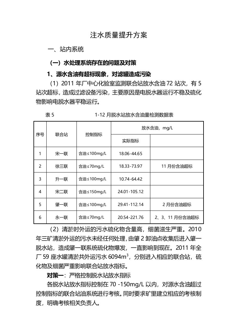 注水质量提升方案