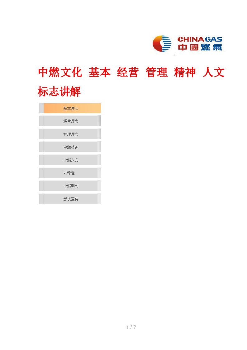 中燃文化基本经营管理精神人文标志讲解