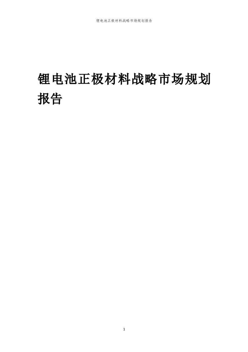 年度锂电池正极材料战略市场规划报告