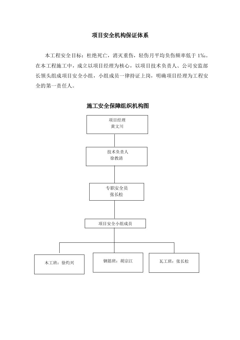 项目管理-项目安全机构保证体系