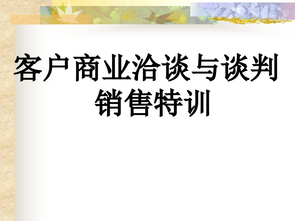 客户商业洽谈与谈判销售特训