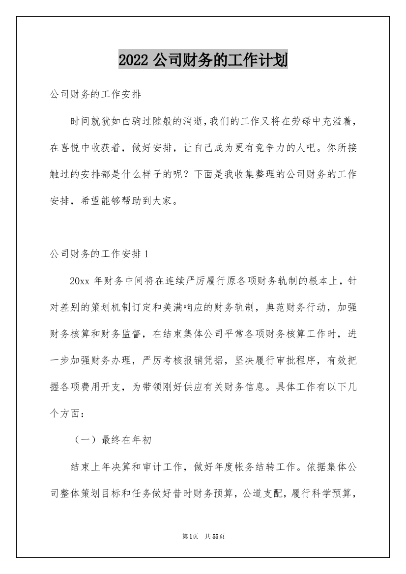 2022公司财务的工作计划_2