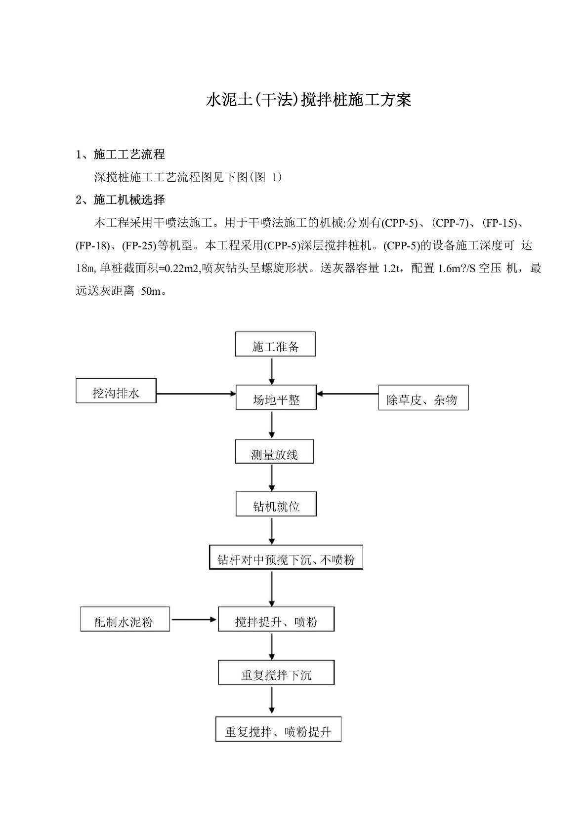 水泥搅拌桩施工方案干法