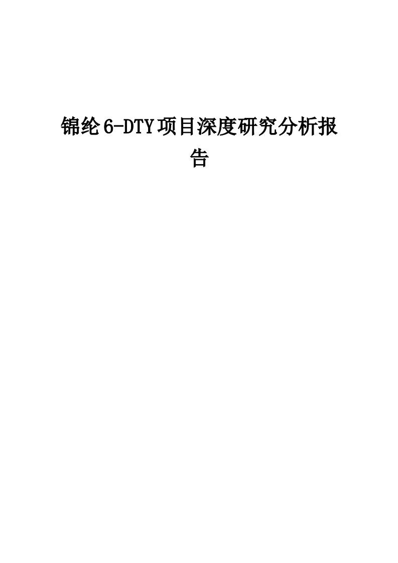 2024年锦纶6-DTY项目深度研究分析报告