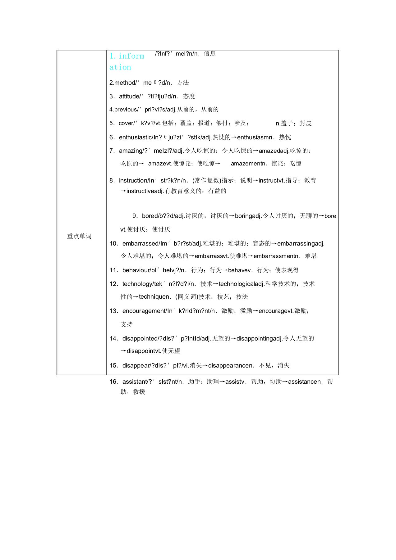 外研版必修一第一单元