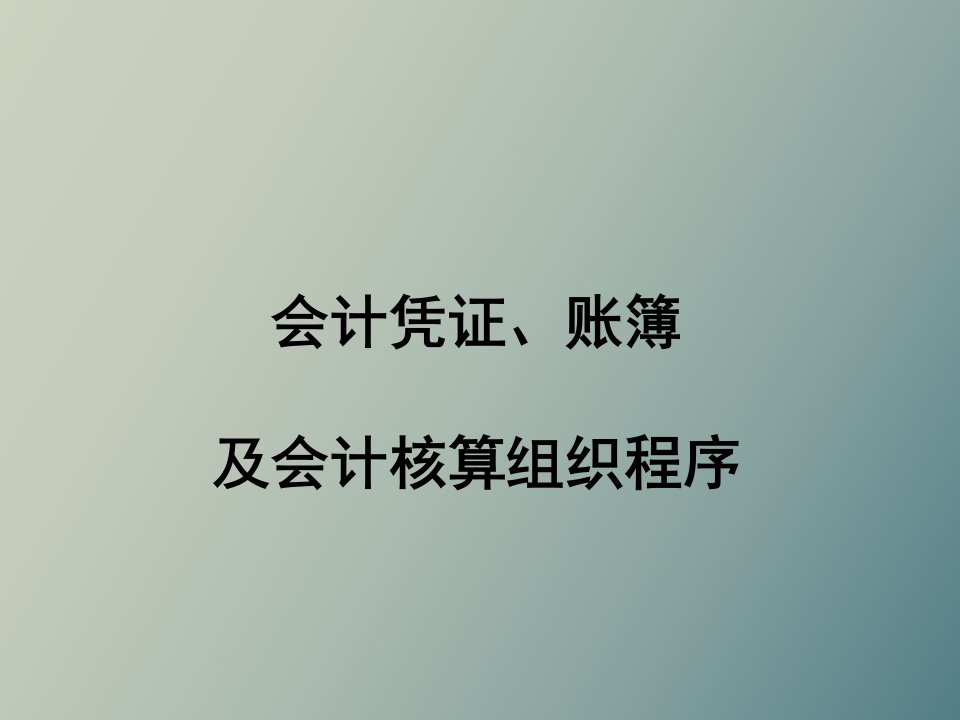 会计凭证、账簿及会计核算组织程序