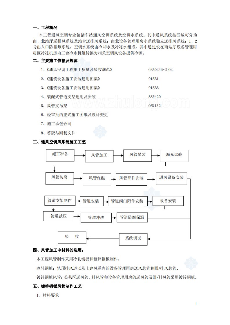 某车站通风空调系统施工方案