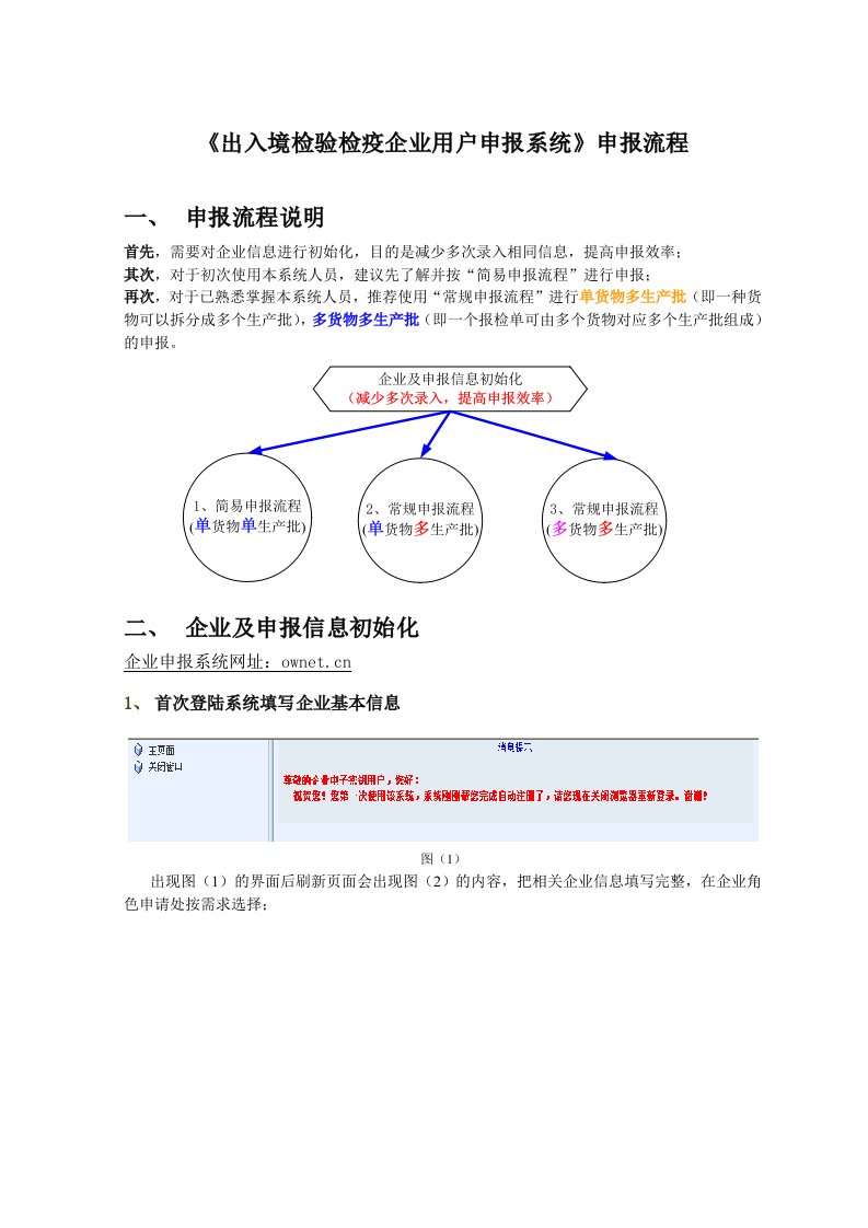 出入境检验检疫企业用户申报系统申报流程