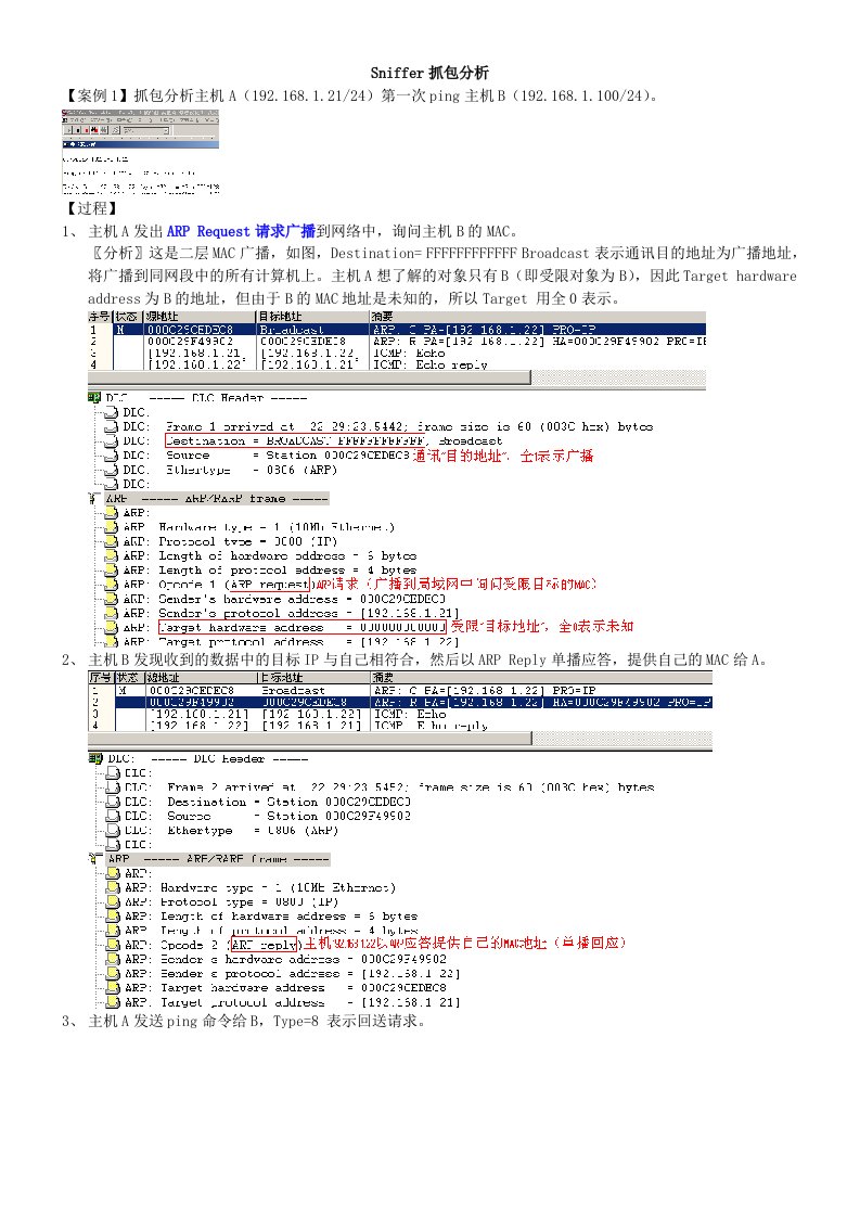 抓包分析ARP和TCP三次握手