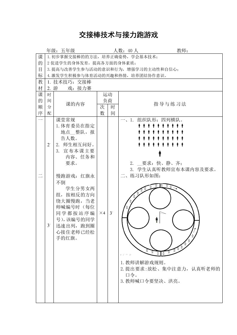 交接棒技术与接力跑游戏