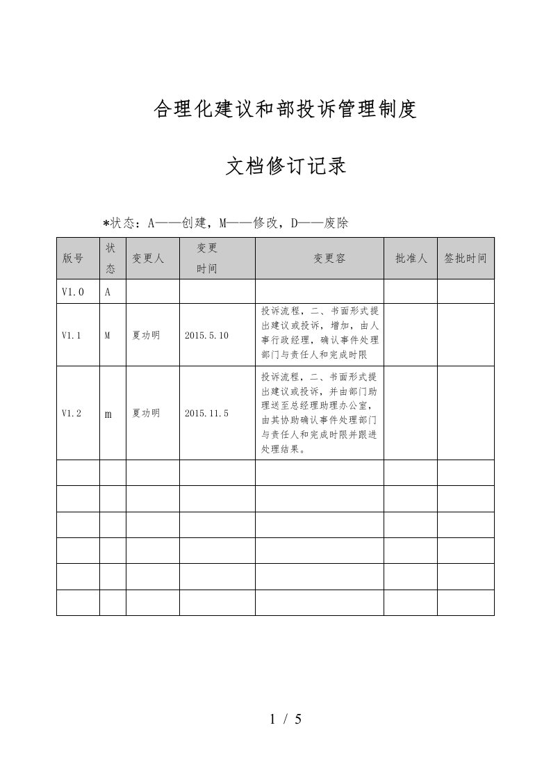 内部投诉管理制度