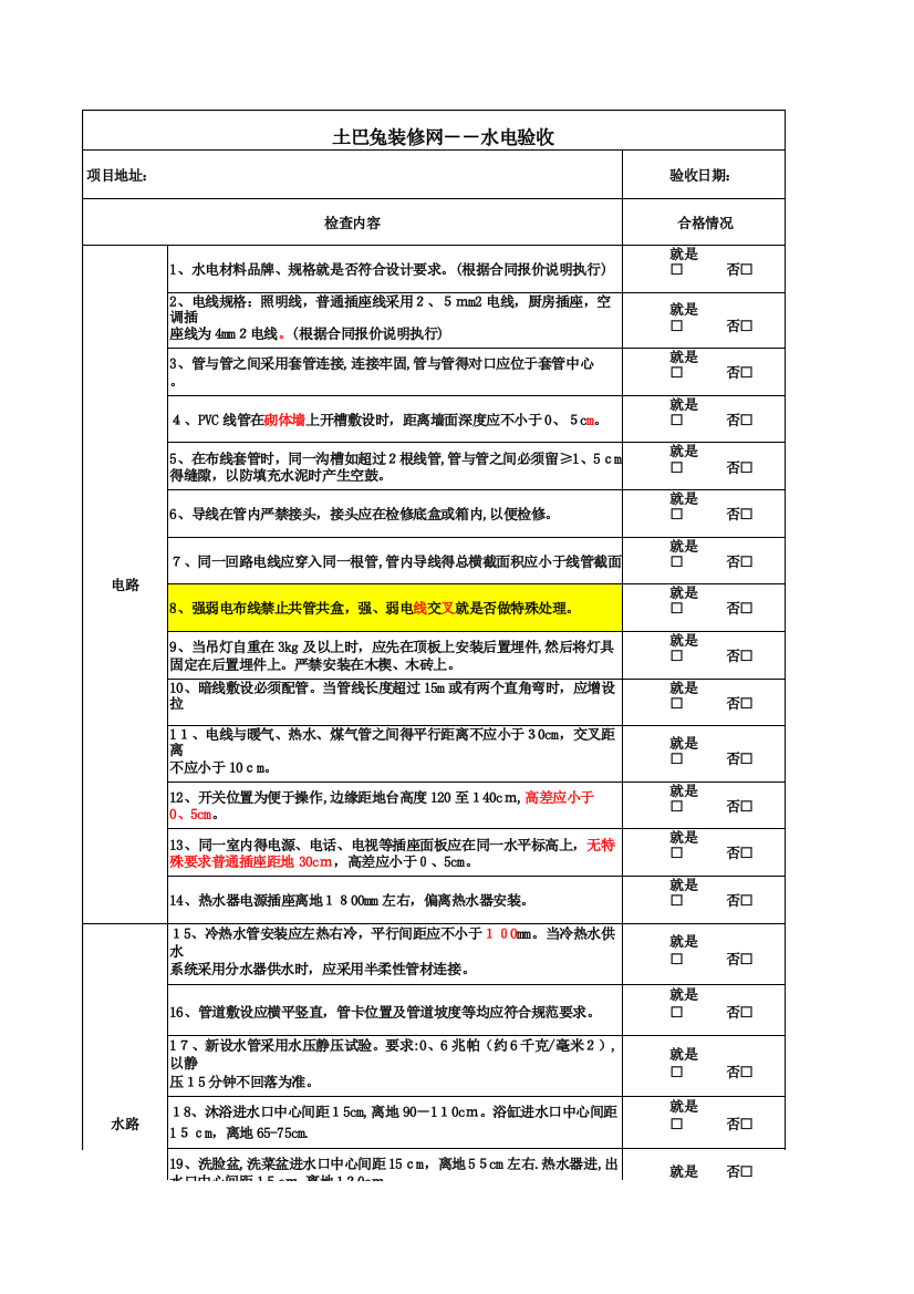 土巴兔验收标准