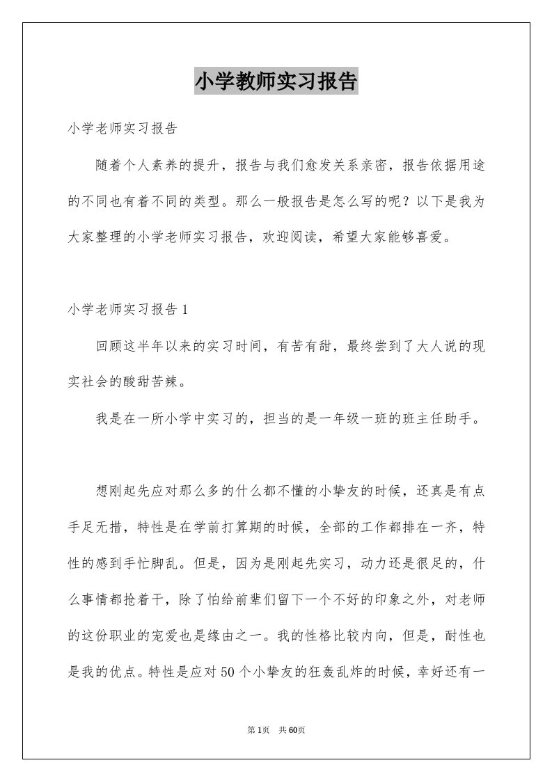 小学教师实习报告例文5