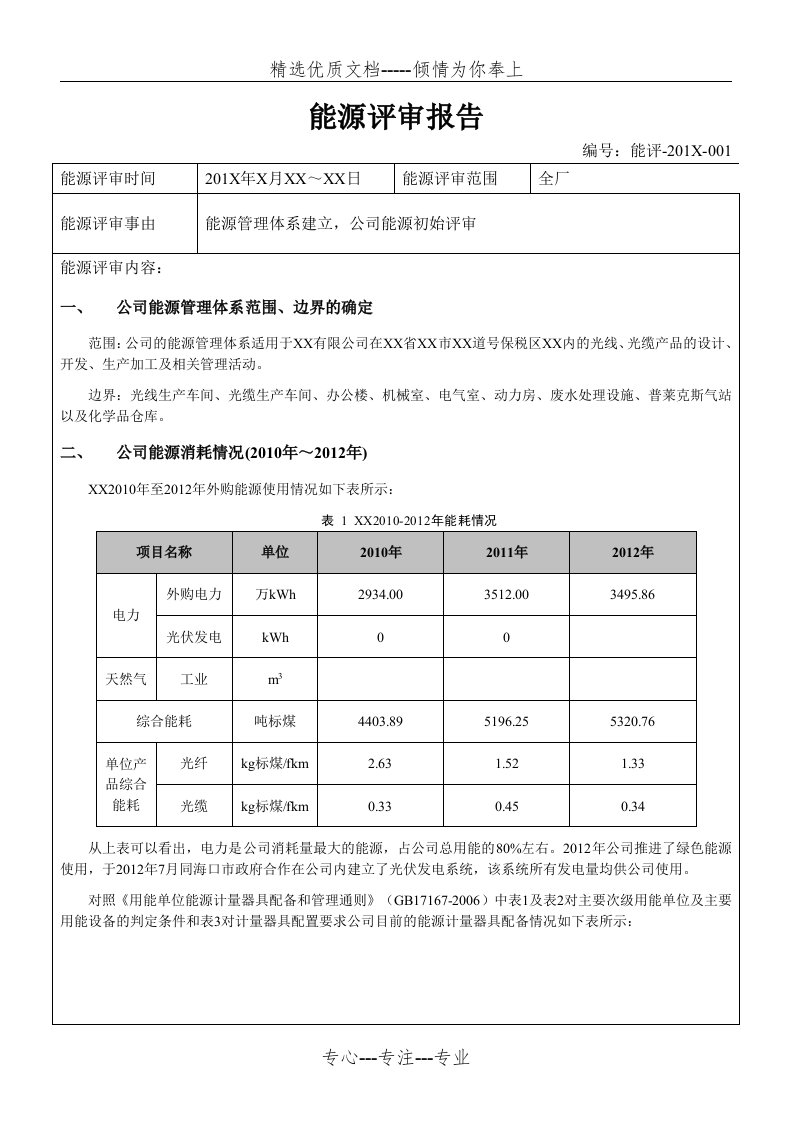 能源评审报告-样本(共22页)