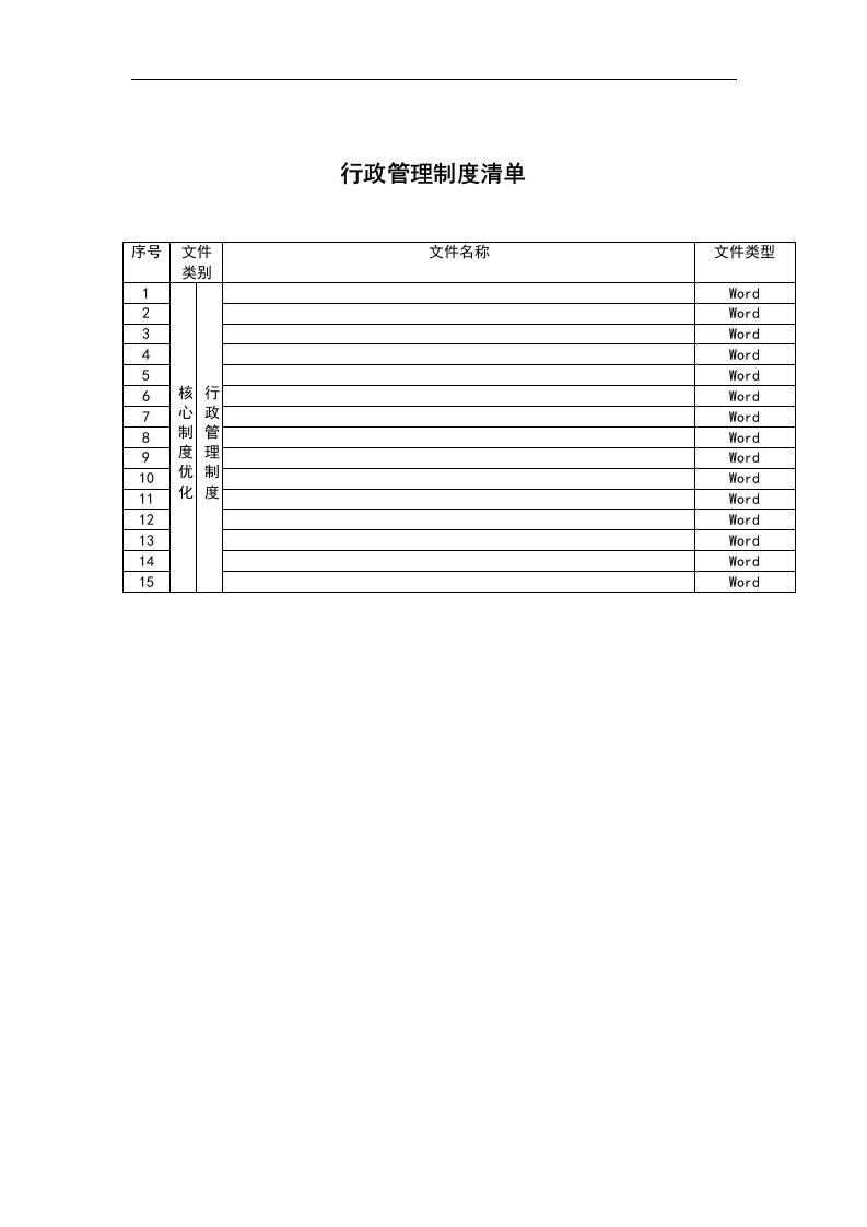 行政管理制度清单