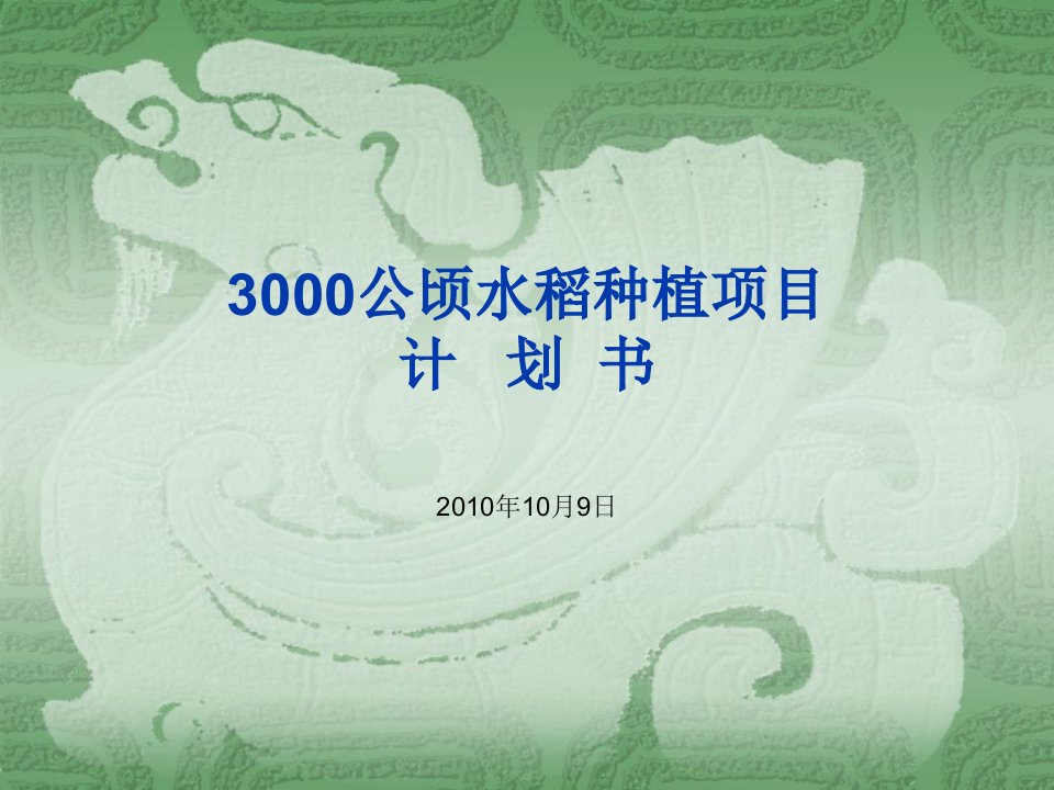 3000公顷水稻种植项目计划书