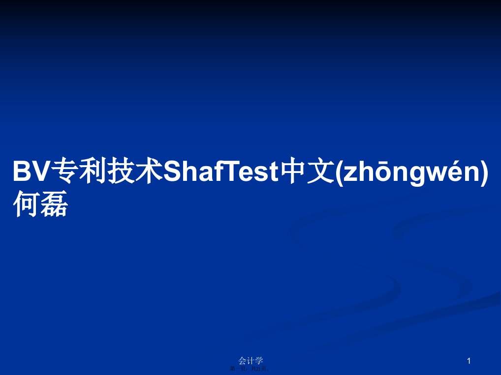 BV专利技术ShafTest中文何磊学习教案