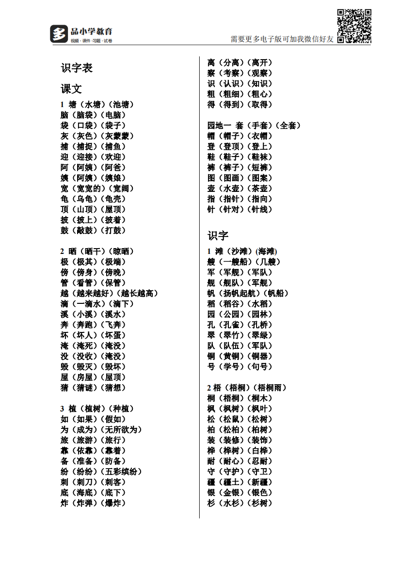 【小学精品】部编版二级上册语文生字组词