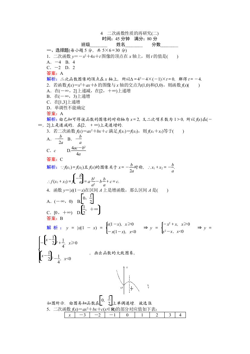 《创优课堂》2016秋数学北师大版必修1练习：2-4-2