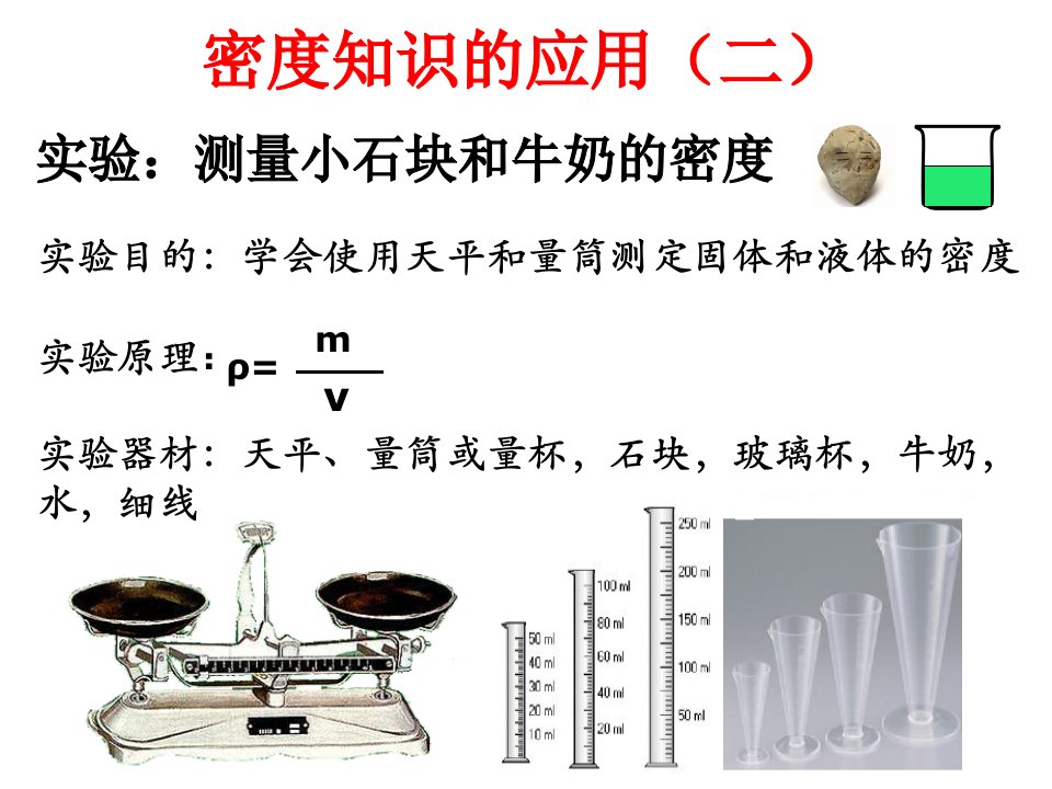 学生实验测量小石块和牛奶密度