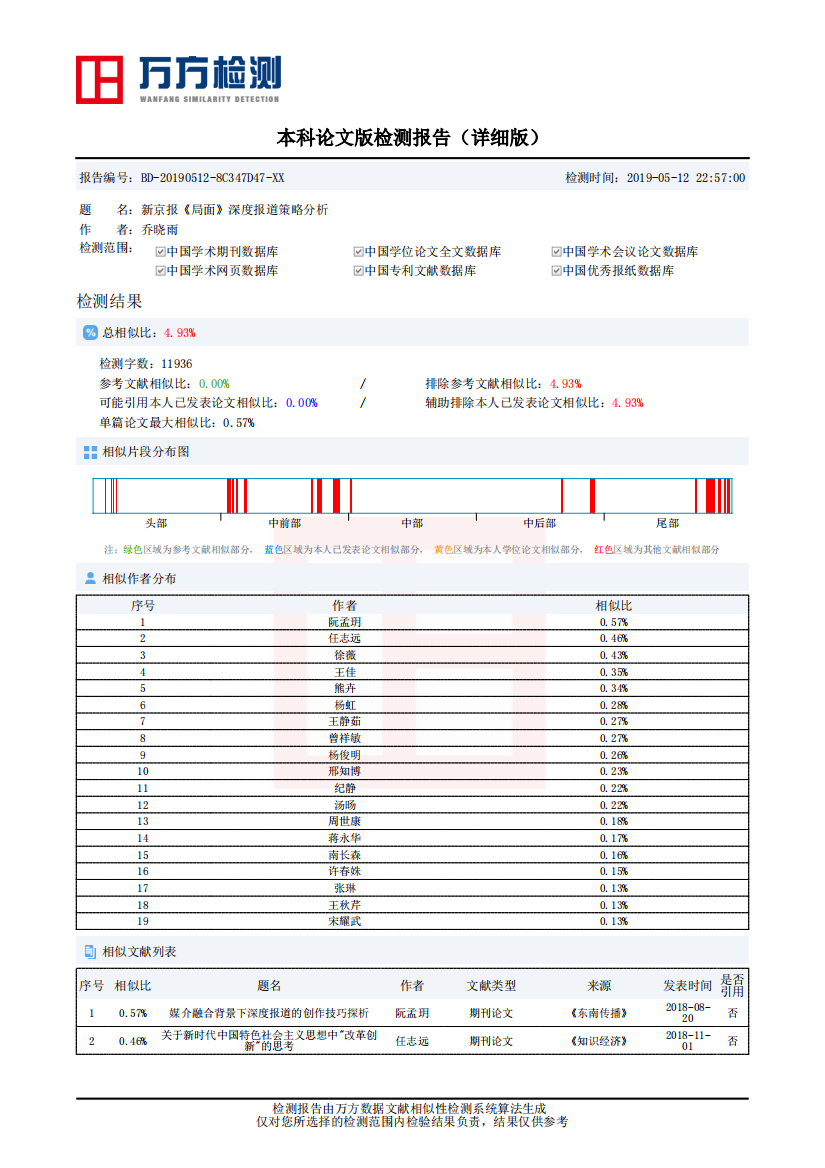 《新京报《局面》深度报道策略分析》论文相似性检测报告（详细版）