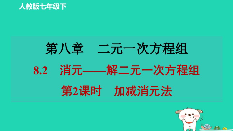 2024春七年级数学下册第八章二元一次方程组8.2消元__解二元一次方程组第2课时加减消元法习题课件新版新人教版