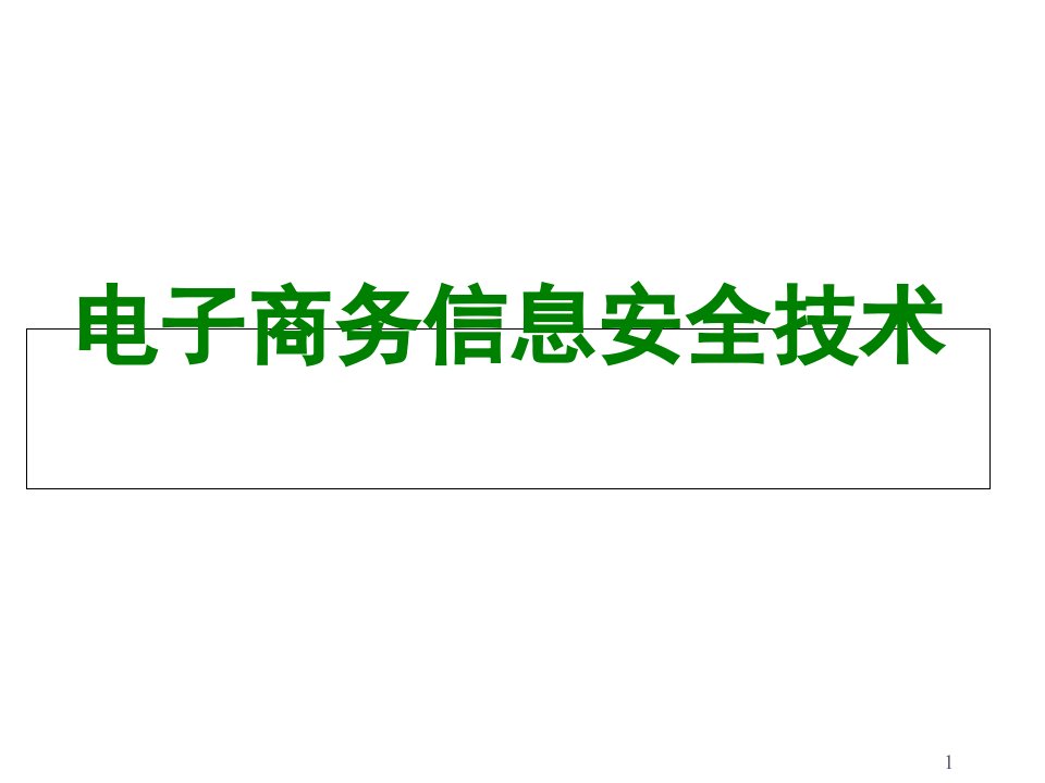 电子商务信息安全技术课堂PPT