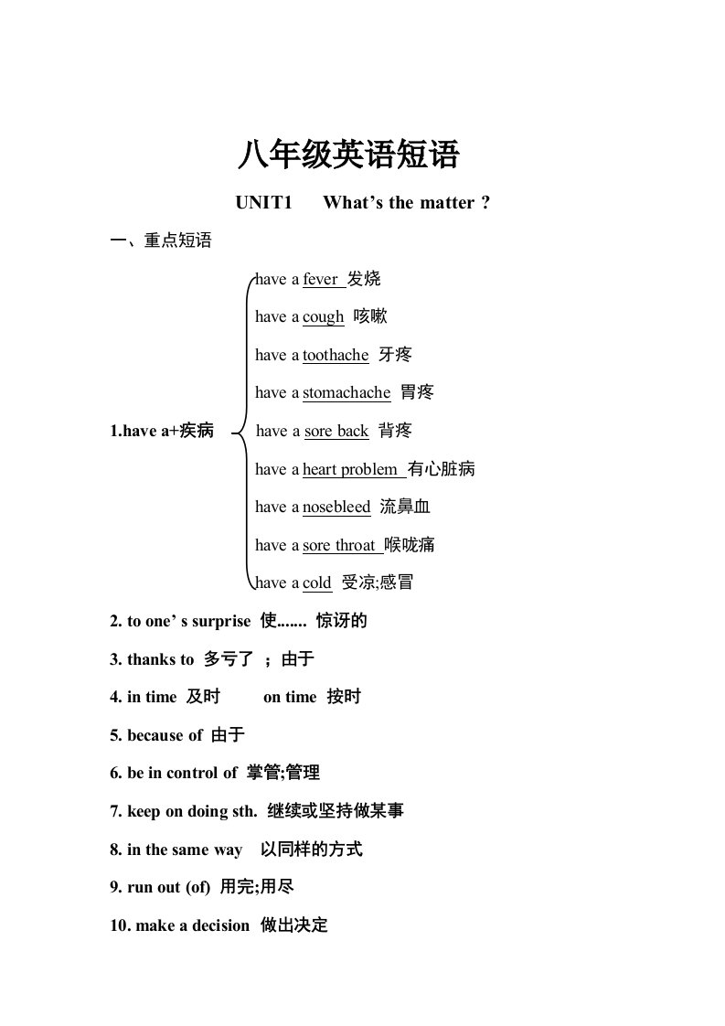 人教版初二下学期英语重点