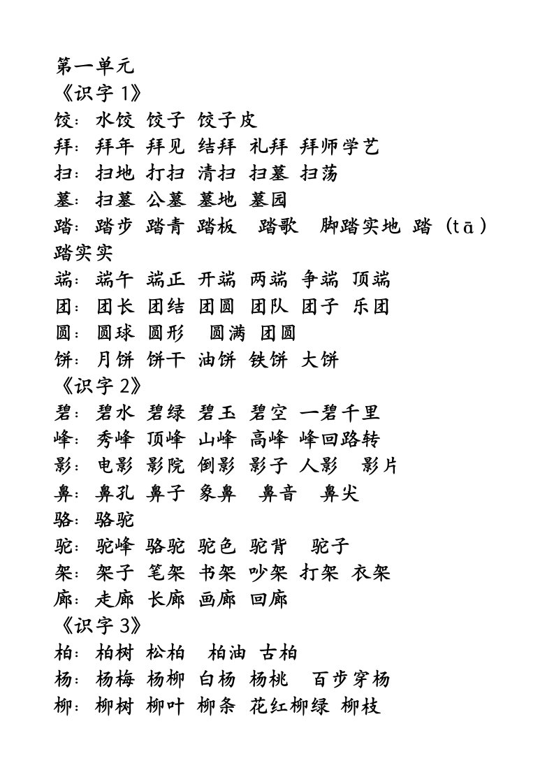 苏教版语文第四册生字扩词